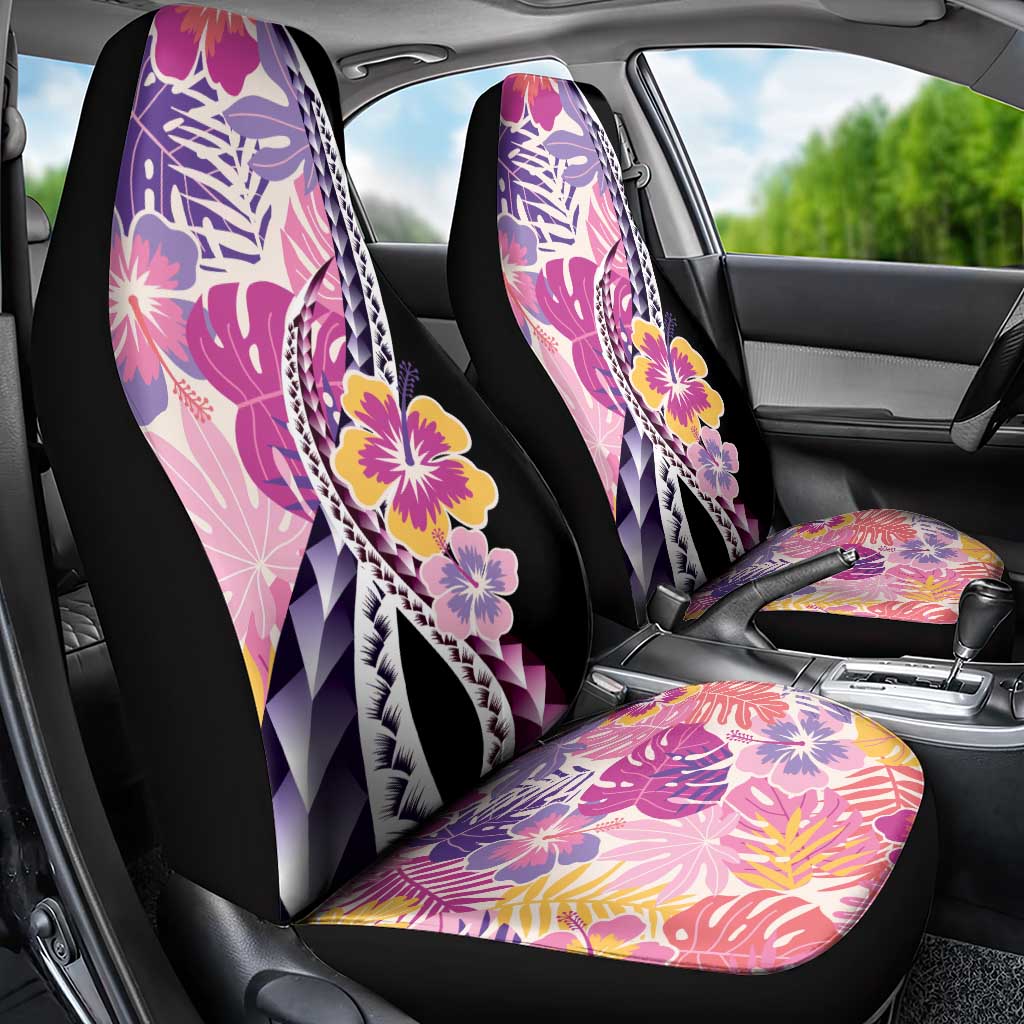 Aloha Vintage Hibiscus Lei Seamless Pattern Car Seat Cover - Polynesian Pride