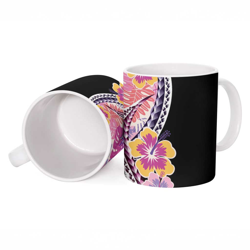 Aloha Vintage Hibiscus Lei Seamless Pattern Ceramic Mug - Polynesian Pride