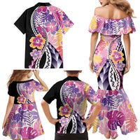 Aloha Vintage Hibiscus Lei Seamless Pattern Family Matching Mermaid Dress and Hawaiian Shirt - Polynesian Pride