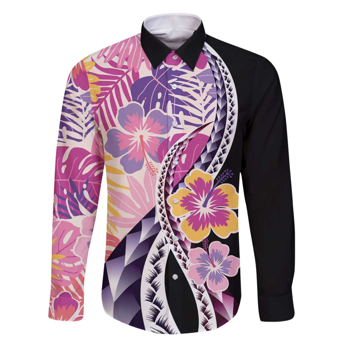 Aloha Vintage Hibiscus Lei Seamless Pattern Family Matching Off The Shoulder Long Sleeve Dress and Hawaiian Shirt - Polynesian Pride