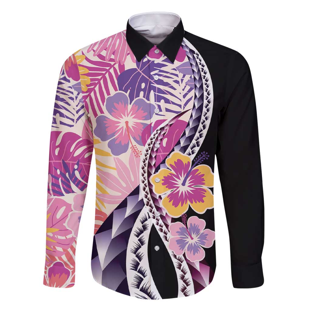 Aloha Vintage Hibiscus Lei Seamless Pattern Family Matching Short Sleeve Bodycon Dress and Hawaiian Shirt - Polynesian Pride