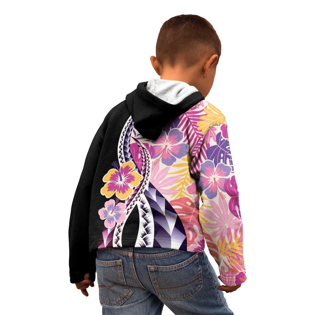 Aloha Vintage Hibiscus Lei Seamless Pattern Kid Hoodie - Polynesian Pride