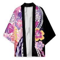 Aloha Vintage Hibiscus Lei Seamless Pattern Kimono LT9 Unisex Pink - Polynesian Pride
