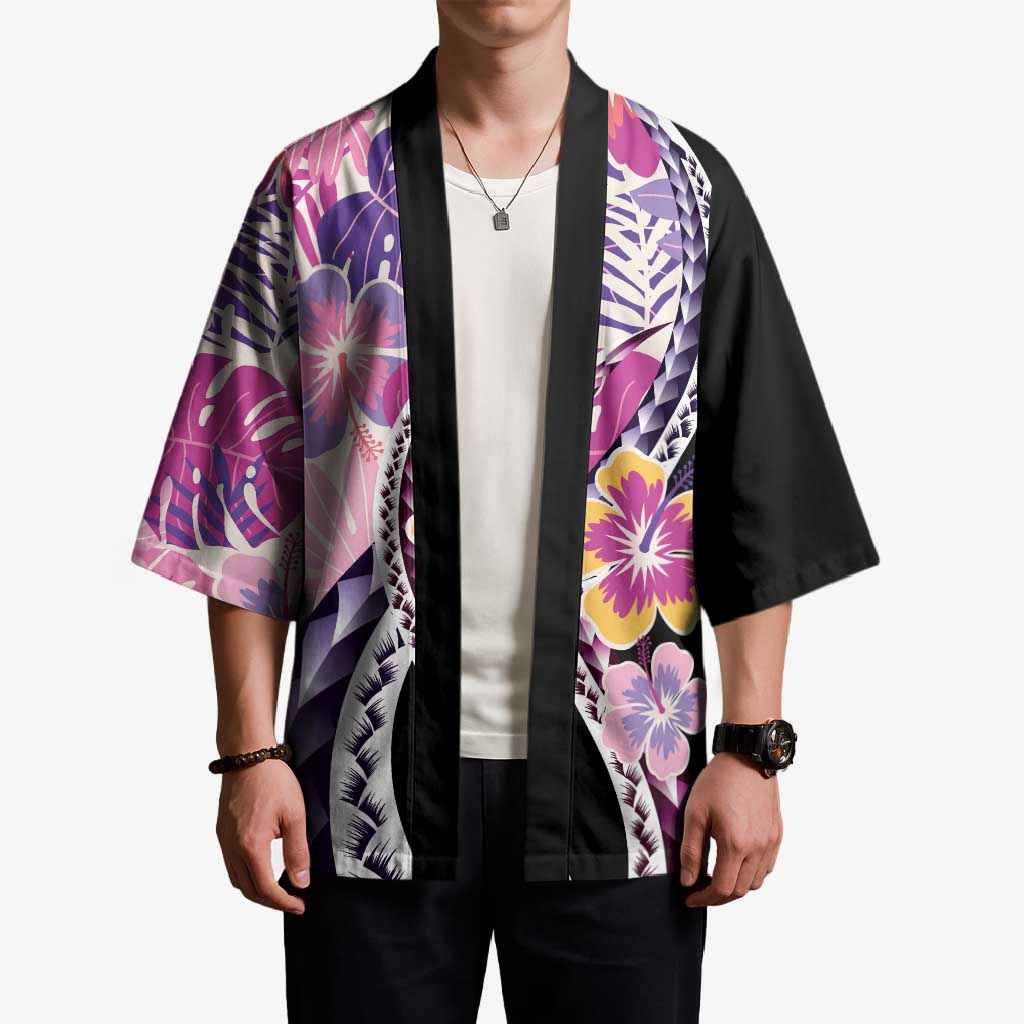 Aloha Vintage Hibiscus Lei Seamless Pattern Kimono LT9 - Polynesian Pride