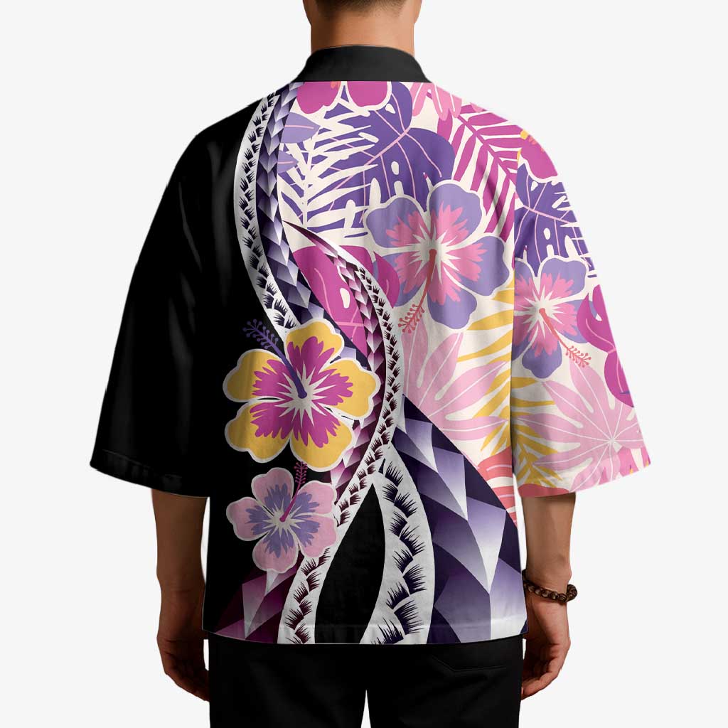 Aloha Vintage Hibiscus Lei Seamless Pattern Kimono LT9 - Polynesian Pride