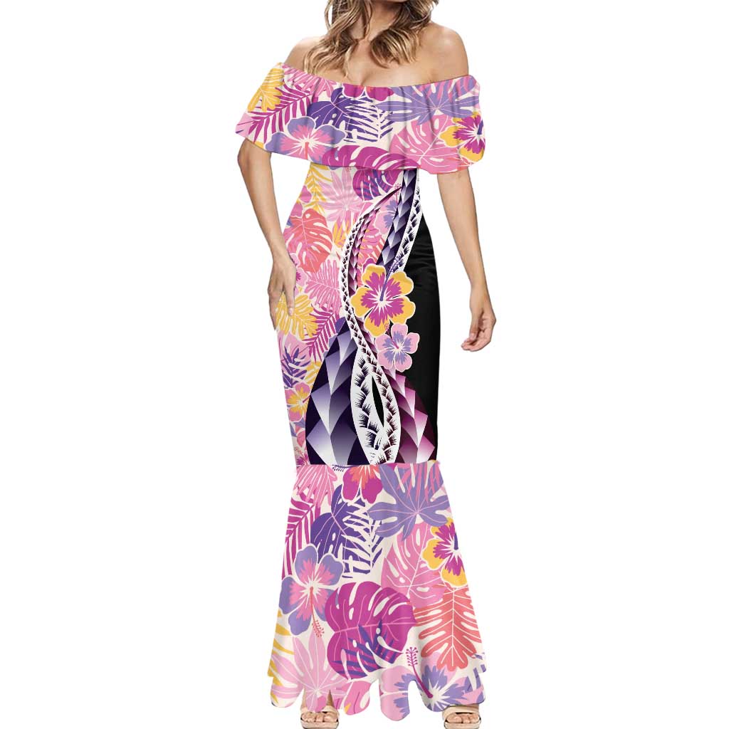 Aloha Vintage Hibiscus Lei Seamless Pattern Mermaid Dress LT9 - Polynesian Pride