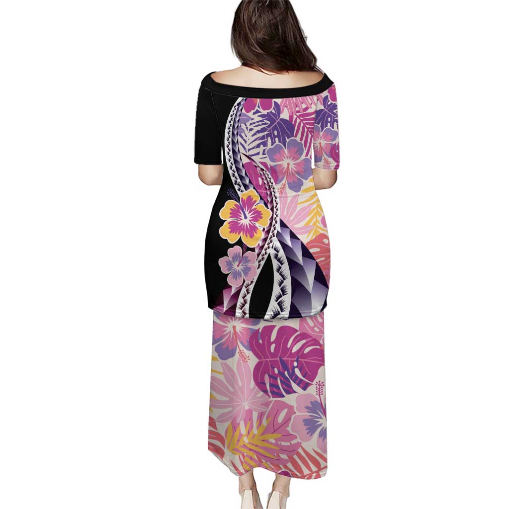 Aloha Vintage Hibiscus Lei Seamless Pattern Puletasi LT9 - Polynesian Pride