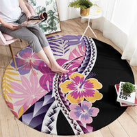 Aloha Vintage Hibiscus Lei Seamless Pattern Round Carpet LT9 - Polynesian Pride