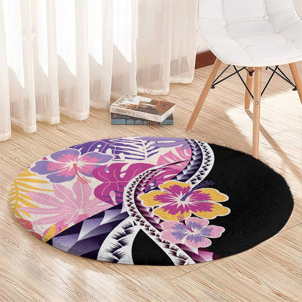 Aloha Vintage Hibiscus Lei Seamless Pattern Round Carpet LT9 - Polynesian Pride