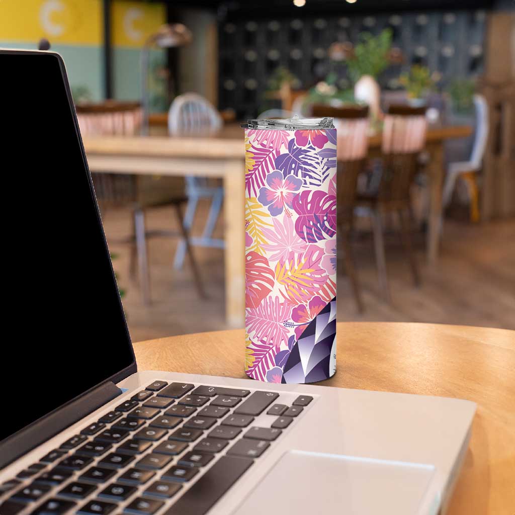 Aloha Vintage Hibiscus Lei Seamless Pattern Skinny Tumbler - Polynesian Pride