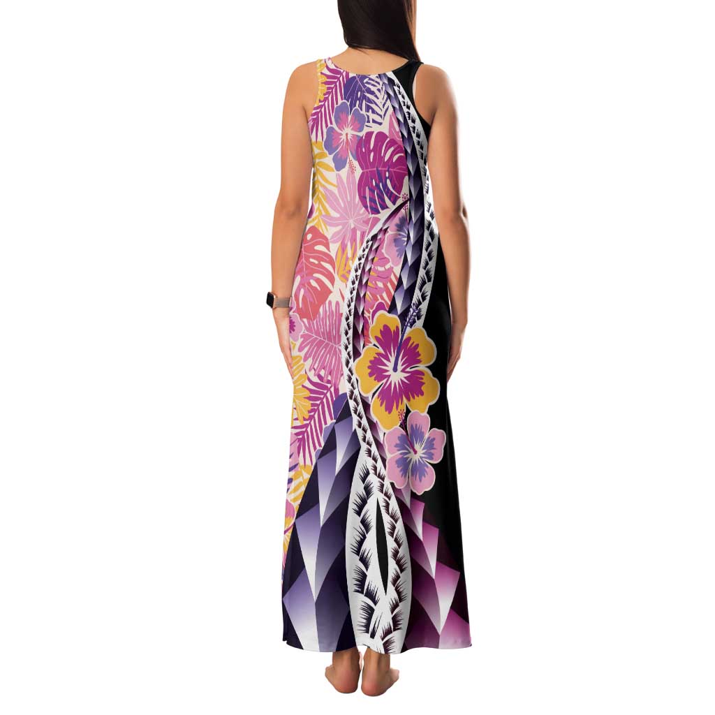 Aloha Vintage Hibiscus Lei Seamless Pattern Tank Maxi Dress LT9 - Polynesian Pride