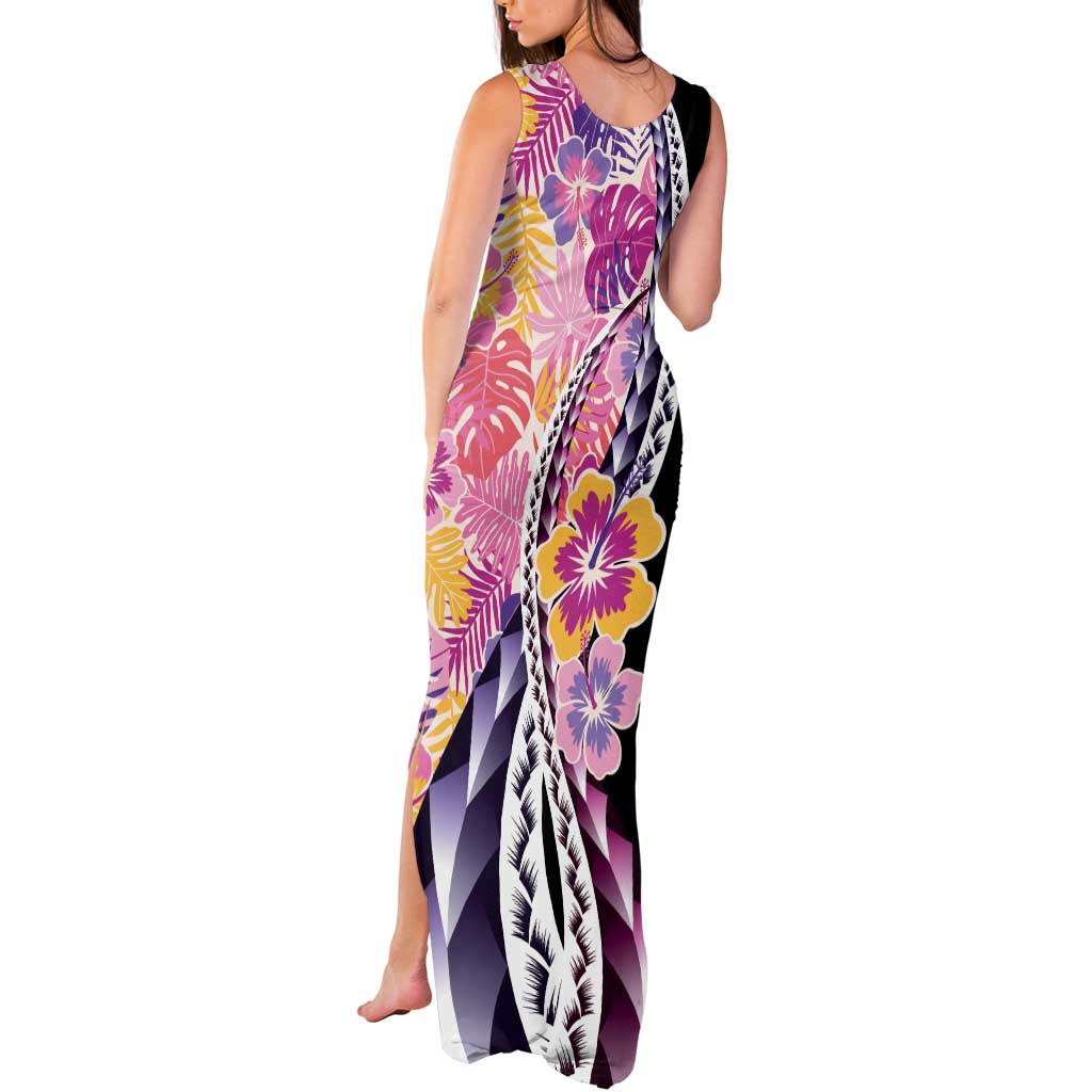 Aloha Vintage Hibiscus Lei Seamless Pattern Tank Maxi Dress LT9 - Polynesian Pride
