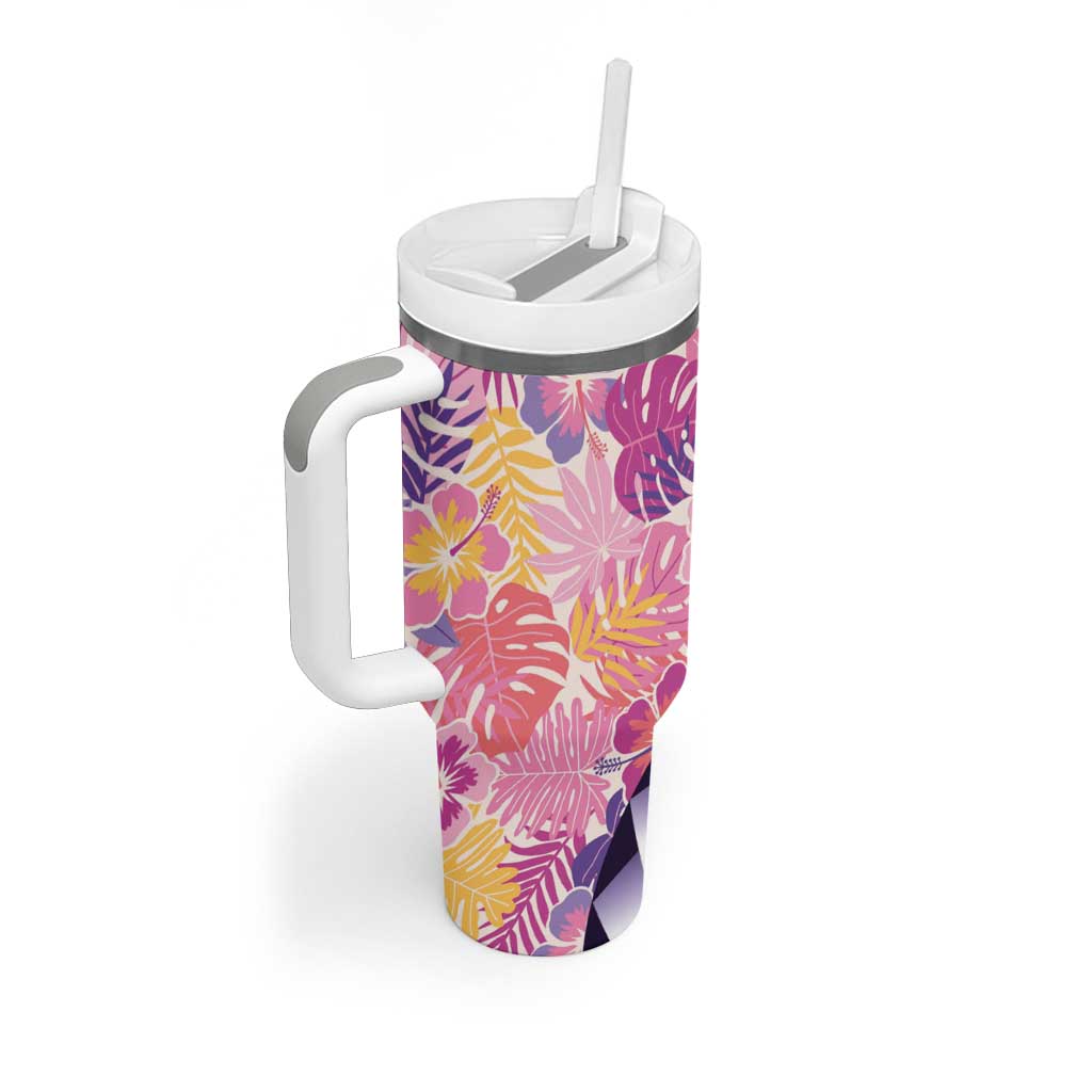Aloha Vintage Hibiscus Lei Seamless Pattern Tumbler With Handle LT9 - Polynesian Pride