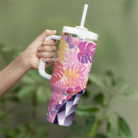 Aloha Vintage Hibiscus Lei Seamless Pattern Tumbler With Handle LT9 - Polynesian Pride