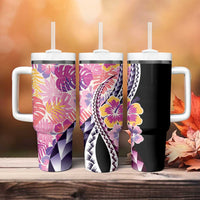 Aloha Vintage Hibiscus Lei Seamless Pattern Tumbler With Handle LT9 - Polynesian Pride