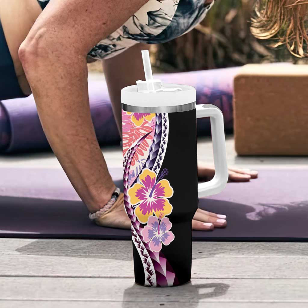 Aloha Vintage Hibiscus Lei Seamless Pattern Tumbler With Handle LT9 - Polynesian Pride