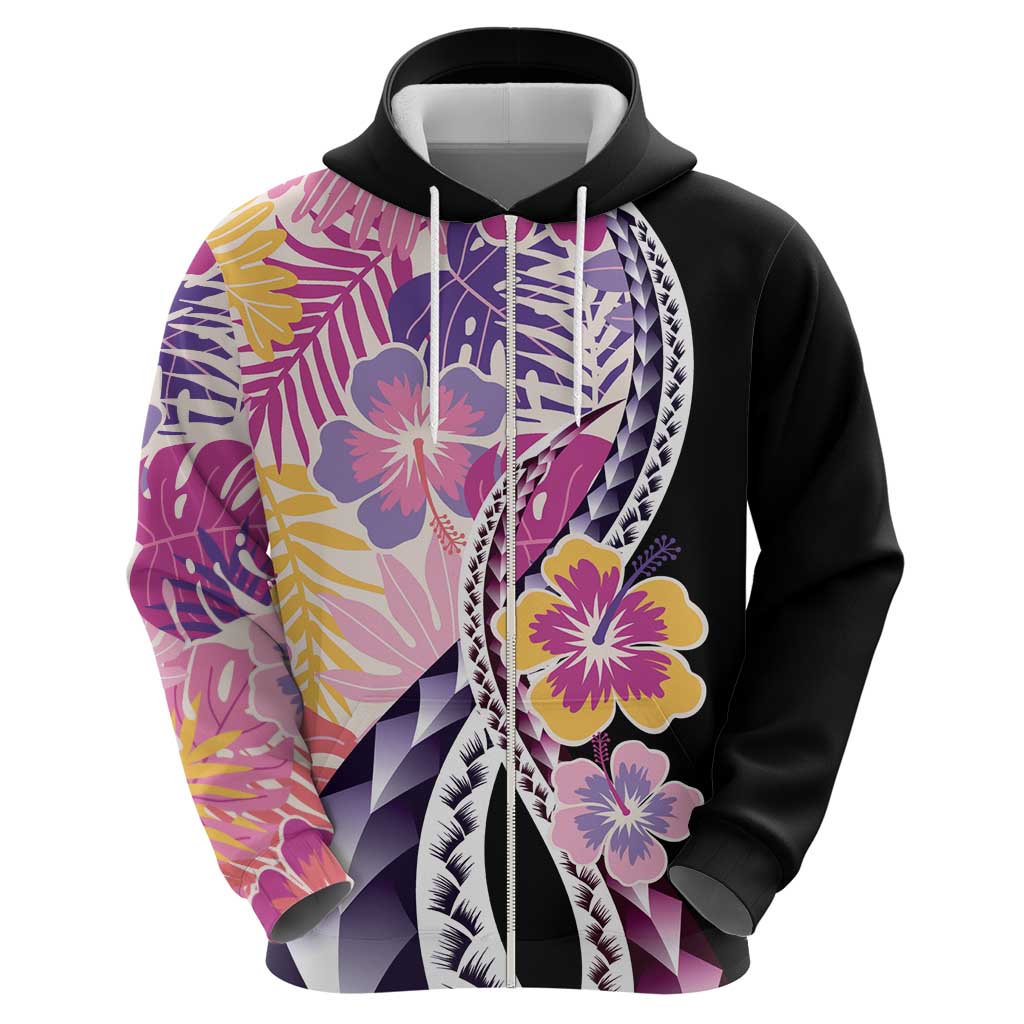 Aloha Vintage Hibiscus Lei Seamless Pattern Zip Hoodie LT9 - Polynesian Pride