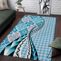 Aloha Vintage Palaka Floral Hawaiian Quilt Area Rug Uliuli Motif - Polynesian Pride