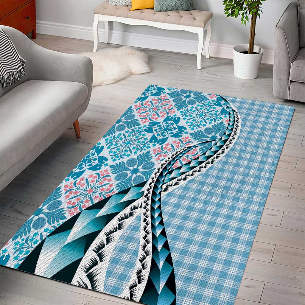 Aloha Vintage Palaka Floral Hawaiian Quilt Area Rug Uliuli Motif - Polynesian Pride