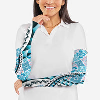 Aloha Vintage Palaka Floral Hawaiian Quilt Arm Sleeves Uliuli Motif - Polynesian Pride