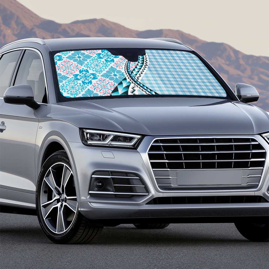 Aloha Vintage Palaka Floral Hawaiian Quilt Auto Sun Shade Uliuli Motif - Polynesian Pride