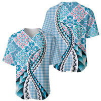 Aloha Vintage Palaka Floral Hawaiian Quilt Baseball Jersey Uliuli Motif - Polynesian Pride