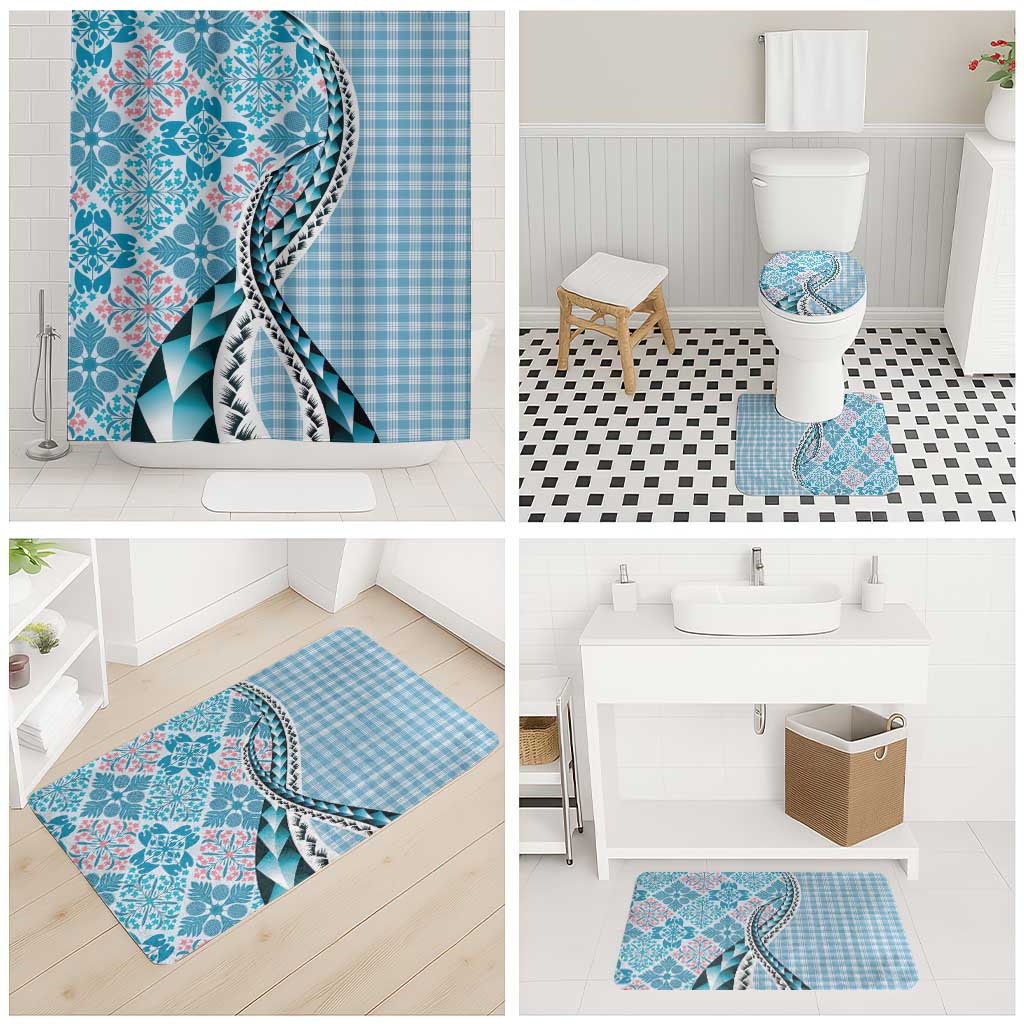 Aloha Vintage Palaka Floral Hawaiian Quilt Bathroom Set Uliuli Motif - Polynesian Pride