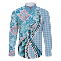 Aloha Vintage Palaka Floral Hawaiian Quilt Family Matching Mermaid Dress and Hawaiian Shirt Uliuli Motif - Polynesian Pride