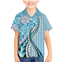 Aloha Vintage Palaka Floral Hawaiian Quilt Family Matching Mermaid Dress and Hawaiian Shirt Uliuli Motif - Polynesian Pride