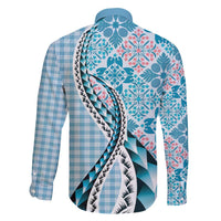 Aloha Vintage Palaka Floral Hawaiian Quilt Family Matching Off Shoulder Maxi Dress and Hawaiian Shirt Uliuli Motif - Polynesian Pride