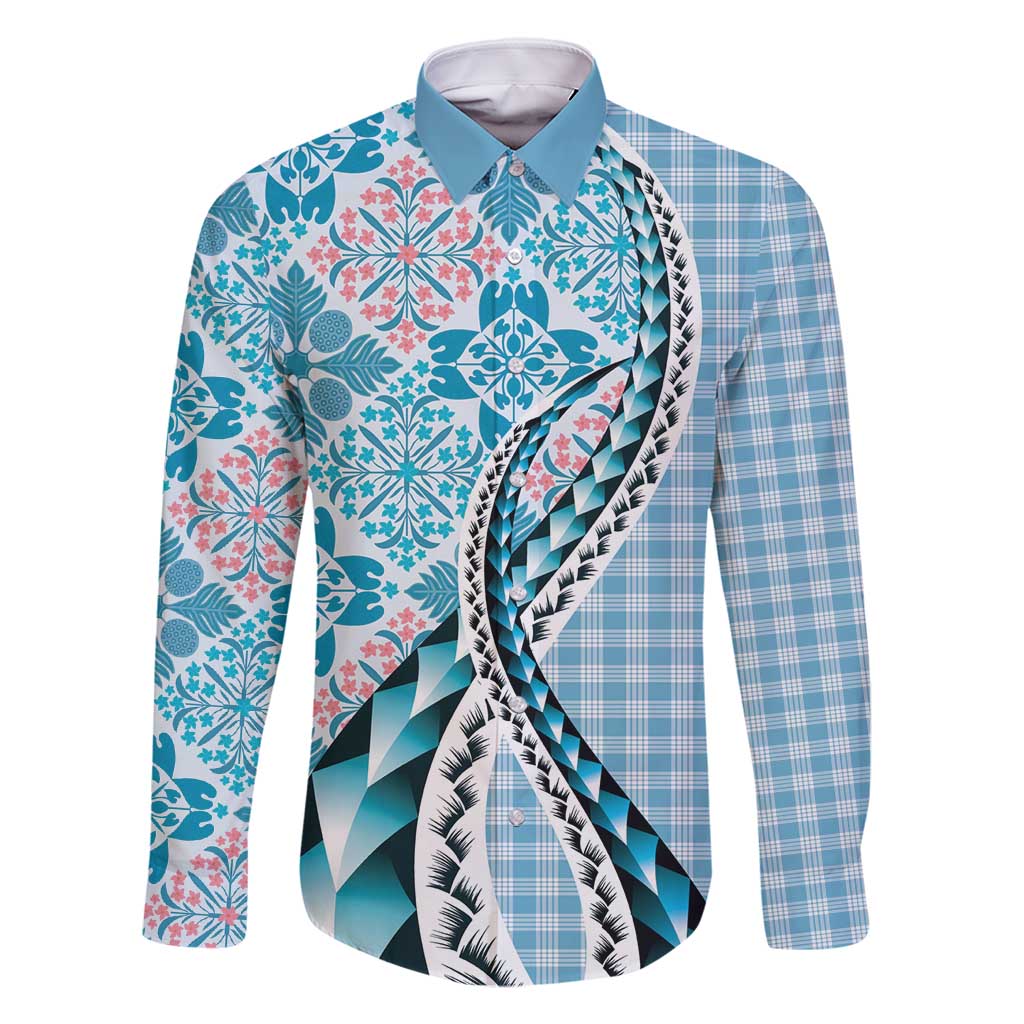 Aloha Vintage Palaka Floral Hawaiian Quilt Family Matching Summer Maxi Dress and Hawaiian Shirt Uliuli Motif - Polynesian Pride