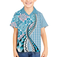 Aloha Vintage Palaka Floral Hawaiian Quilt Family Matching Summer Maxi Dress and Hawaiian Shirt Uliuli Motif - Polynesian Pride