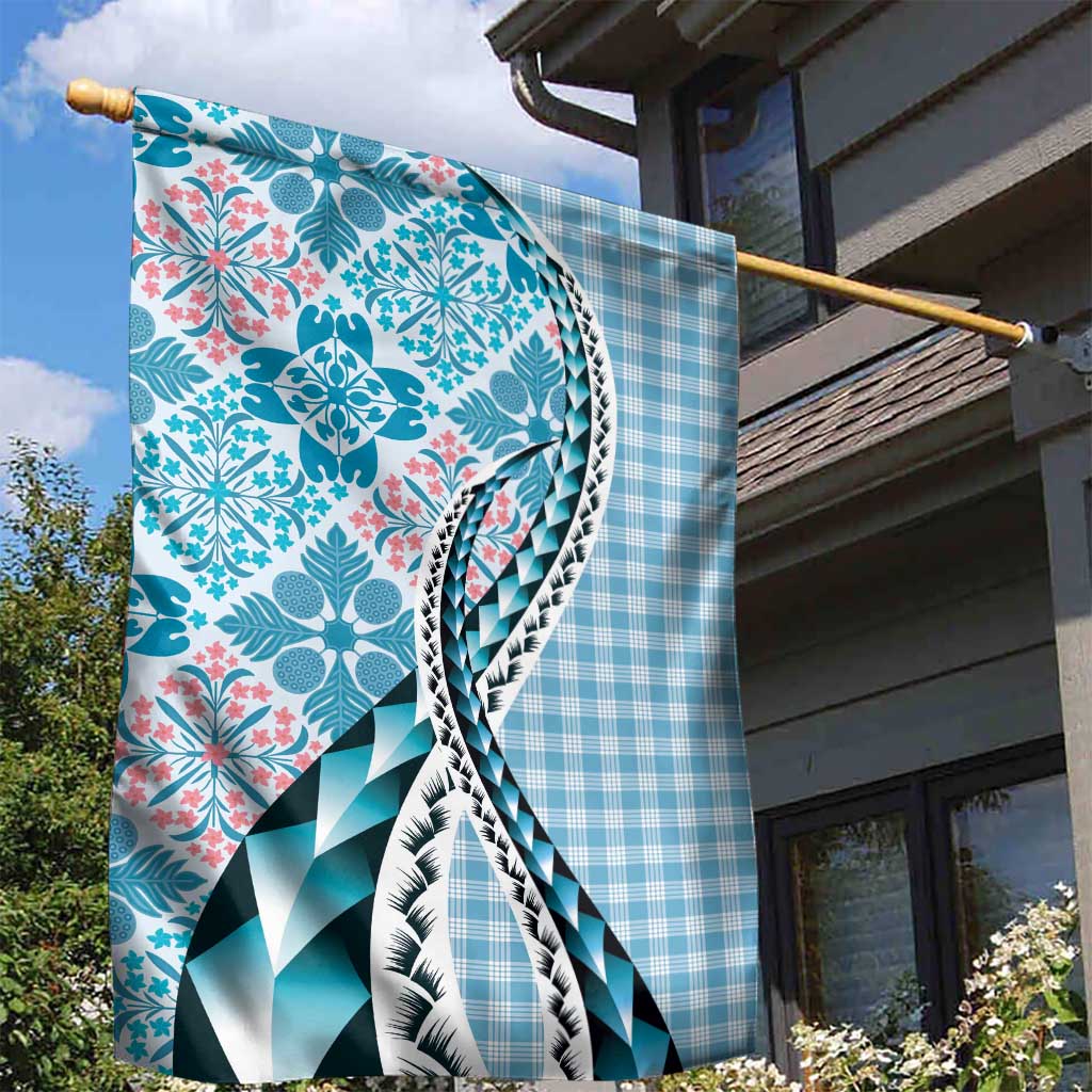 Aloha Vintage Palaka Floral Hawaiian Quilt Garden Flag Uliuli Motif - Polynesian Pride