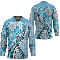 Aloha Vintage Palaka Floral Hawaiian Quilt Hockey Jersey Uliuli Motif - Polynesian Pride