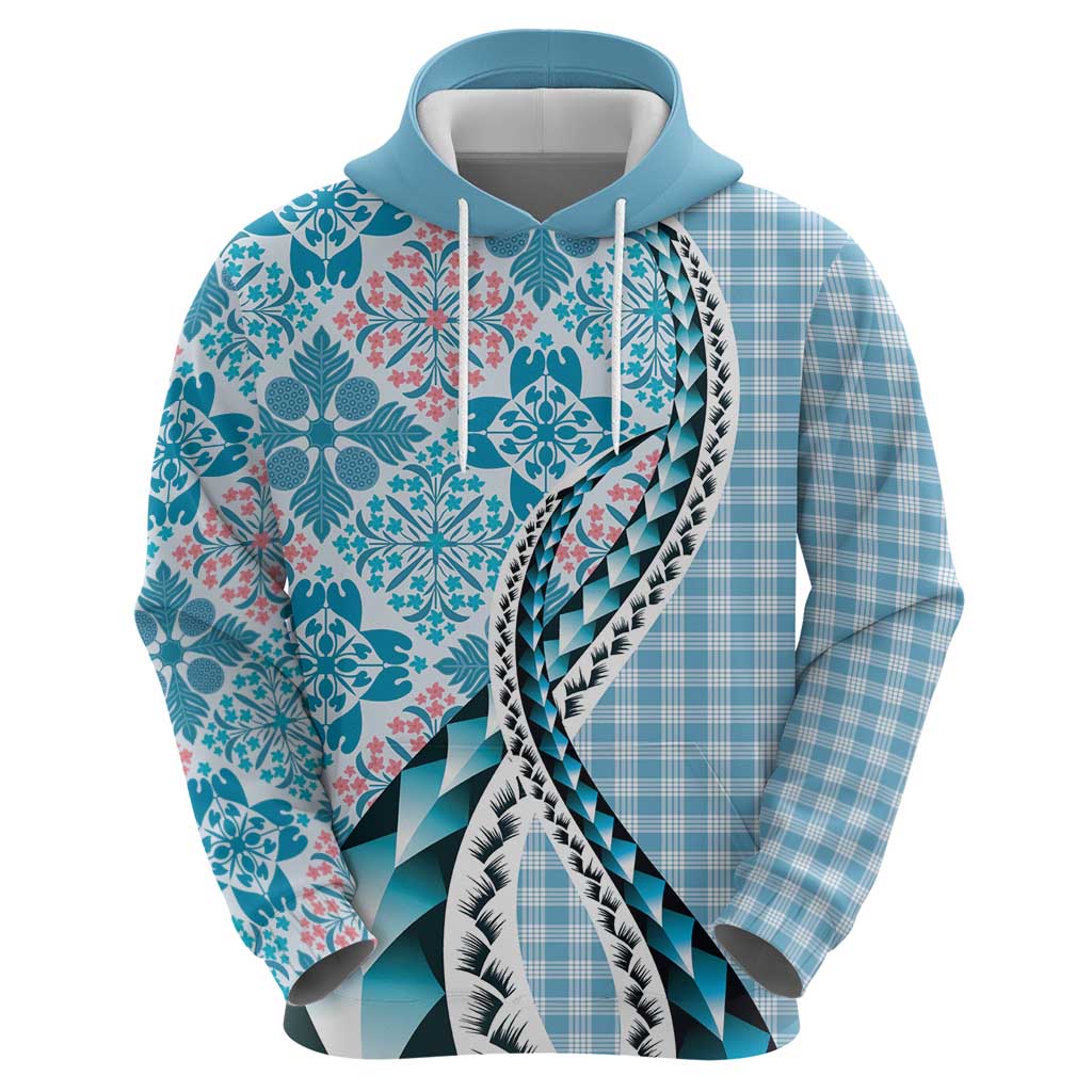 Aloha Vintage Palaka Floral Hawaiian Quilt Hoodie Uliuli Motif - Polynesian Pride