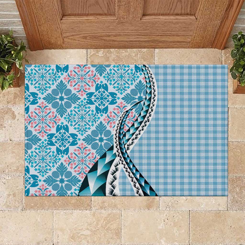 Aloha Vintage Palaka Floral Hawaiian Quilt Rubber Doormat Uliuli Motif - Polynesian Pride