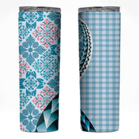 Aloha Vintage Palaka Floral Hawaiian Quilt Skinny Tumbler Uliuli Motif - Polynesian Pride