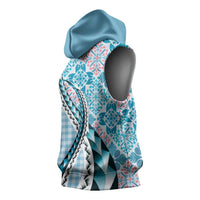 Aloha Vintage Palaka Floral Hawaiian Quilt Sleeveless Hoodie Uliuli Motif - Polynesian Pride