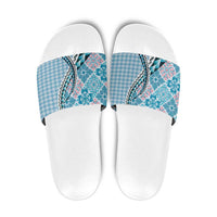 Aloha Vintage Palaka Floral Hawaiian Quilt Slide Sandals Uliuli Motif - Polynesian Pride