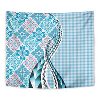 Aloha Vintage Palaka Floral Hawaiian Quilt Tapestry Uliuli Motif - Polynesian Pride