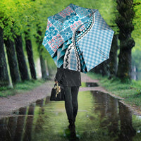 Aloha Vintage Palaka Floral Hawaiian Quilt Umbrella Uliuli Motif - Polynesian Pride