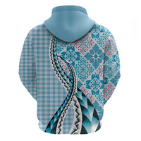 Aloha Vintage Palaka Floral Hawaiian Quilt Zip Hoodie Uliuli Motif - Polynesian Pride