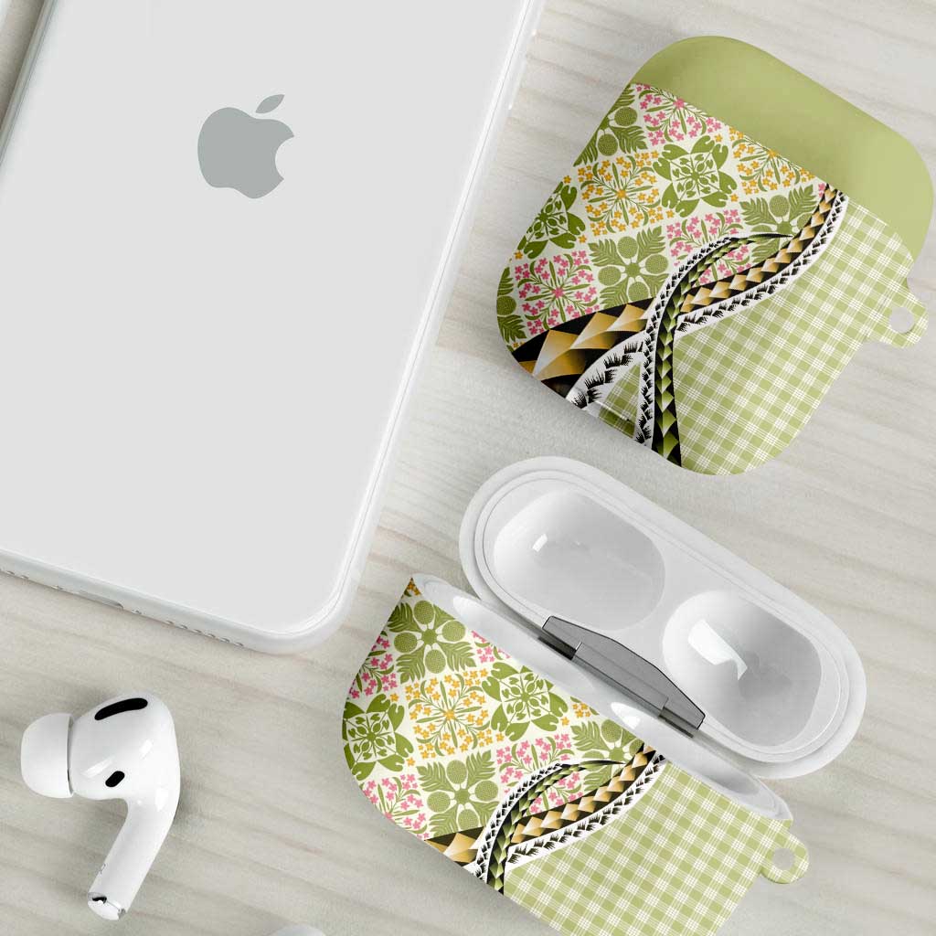 Aloha Vintage Palaka Floral Hawaiian Quilt AirPods Case Omaomao Motif - Polynesian Pride