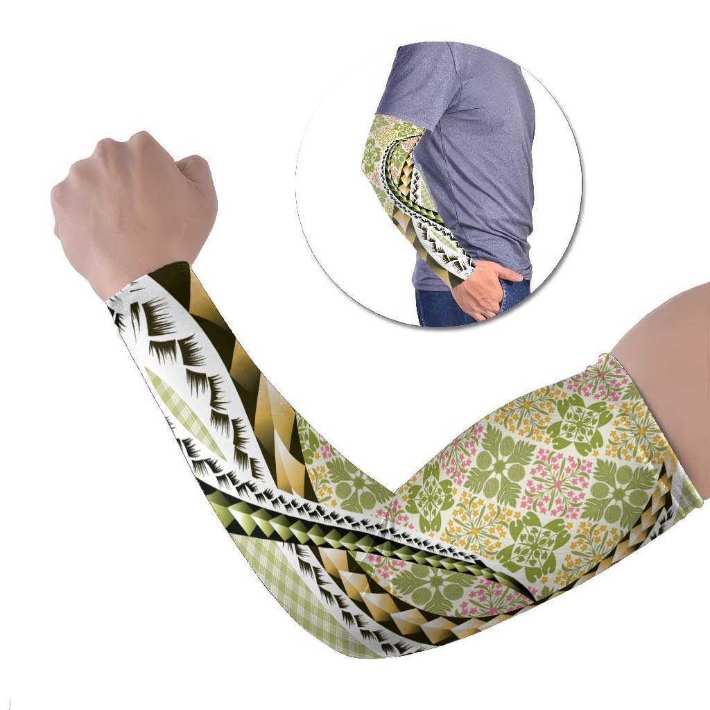Aloha Vintage Palaka Floral Hawaiian Quilt Arm Sleeves Omaomao Motif - Polynesian Pride