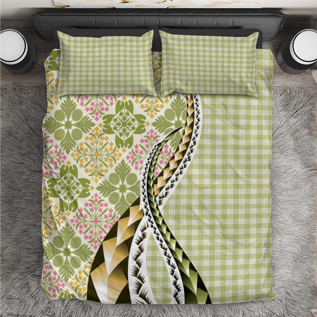 Aloha Vintage Palaka Floral Hawaiian Quilt Bedding Set Omaomao Motif - Polynesian Pride