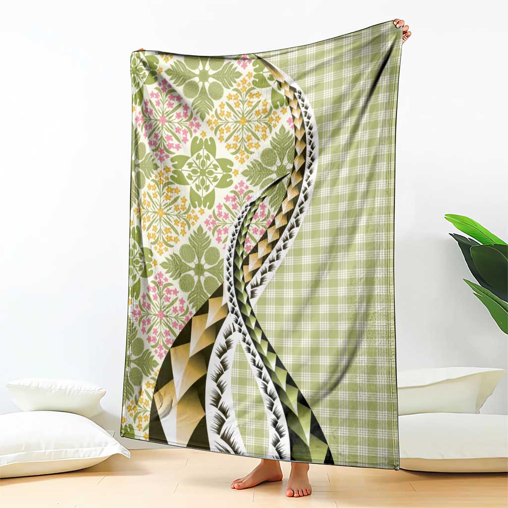 Aloha Vintage Palaka Floral Hawaiian Quilt Blanket Omaomao Motif - Polynesian Pride