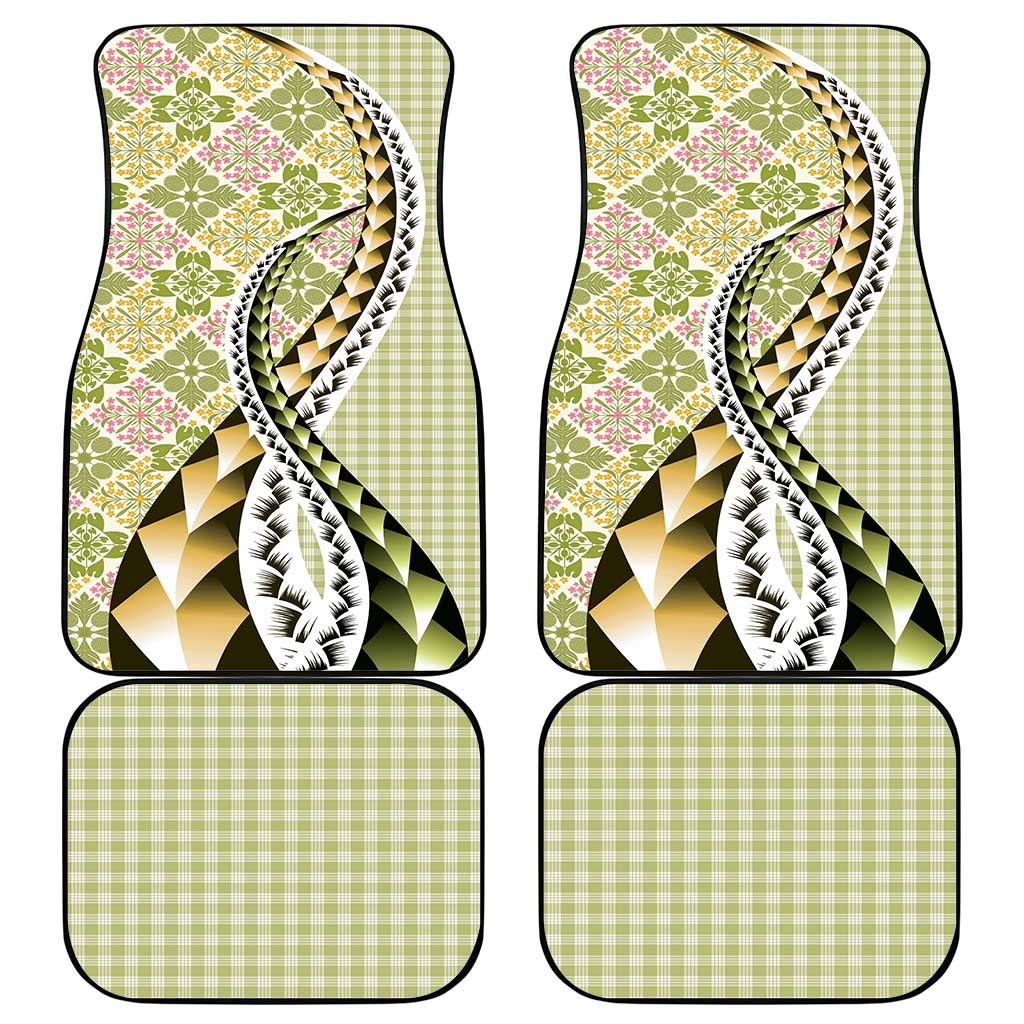 Aloha Vintage Palaka Floral Hawaiian Quilt Car Mats Omaomao Motif - Polynesian Pride