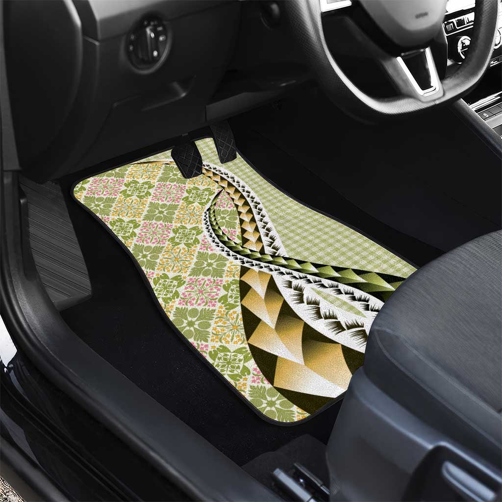 Aloha Vintage Palaka Floral Hawaiian Quilt Car Mats Omaomao Motif - Polynesian Pride