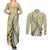 Aloha Vintage Palaka Floral Hawaiian Quilt Couples Matching Summer Maxi Dress and Long Sleeve Button Shirt Omaomao Motif - Polynesian Pride