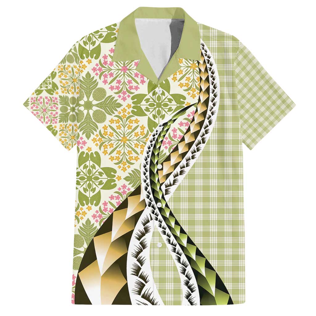 Aloha Vintage Palaka Floral Hawaiian Quilt Family Matching Tank Maxi Dress and Hawaiian Shirt Omaomao Motif - Polynesian Pride